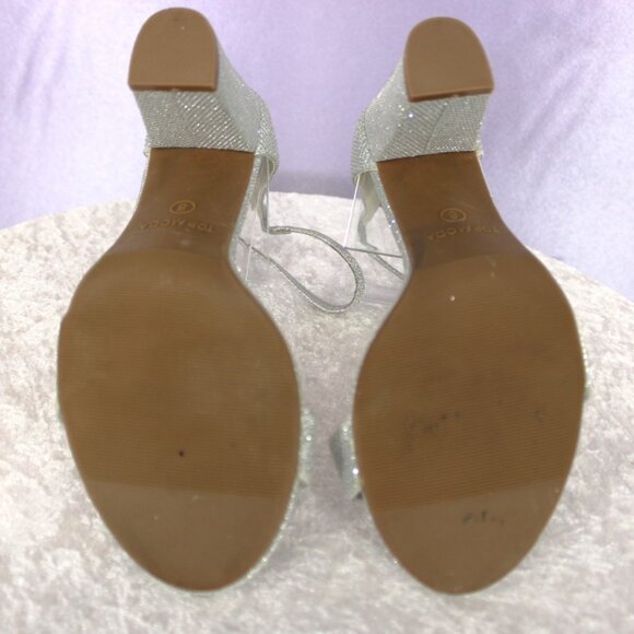 Top Moda Silver Glitter Ankle Strap Block Heel Sandals – Size 8(NWOB) - Picture 6 of 7